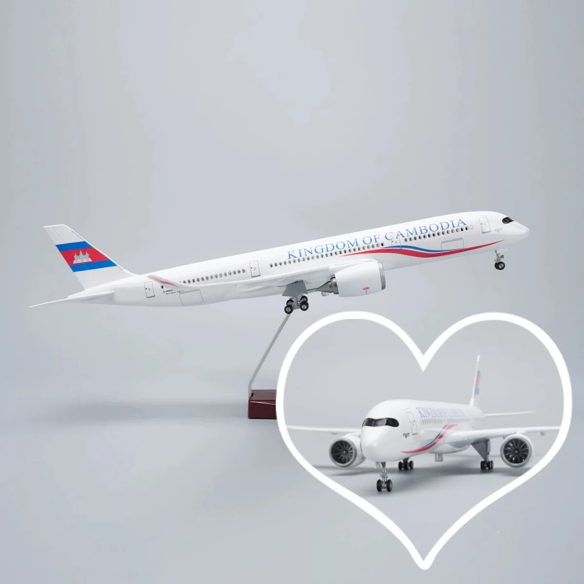 1/142 Scale Plastic Model  A350 Cambodia Airways 47cm Resin Diecast Airplane Models With Stable Stand For Collectible Aircraft S