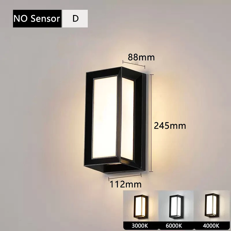 Imagem -06 - Outdoor Led Wall Light com Sensor de Movimento Pir Luzes Impermeáveis Varanda e Iluminação do Jardim Lâmpada de Parede Exterior Ip65