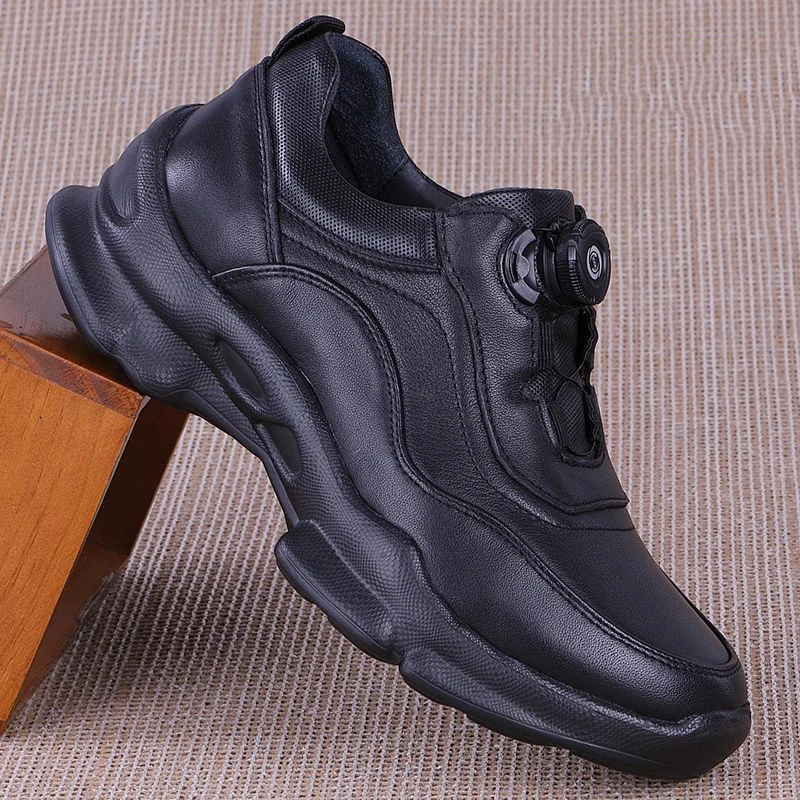 Rotary Buckle Leather Shoes Men Casual Trendy Loafers Original Sneakers Street Outdoor Walking Running Travel Business Hiking