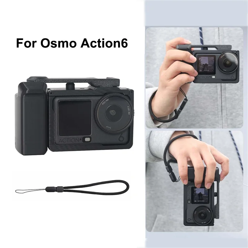 Cage for DJI Osmo Action 6 Grip Kit Mount Combo Key Controller Full Protective Plastic Frame Case Street Photography for Action6