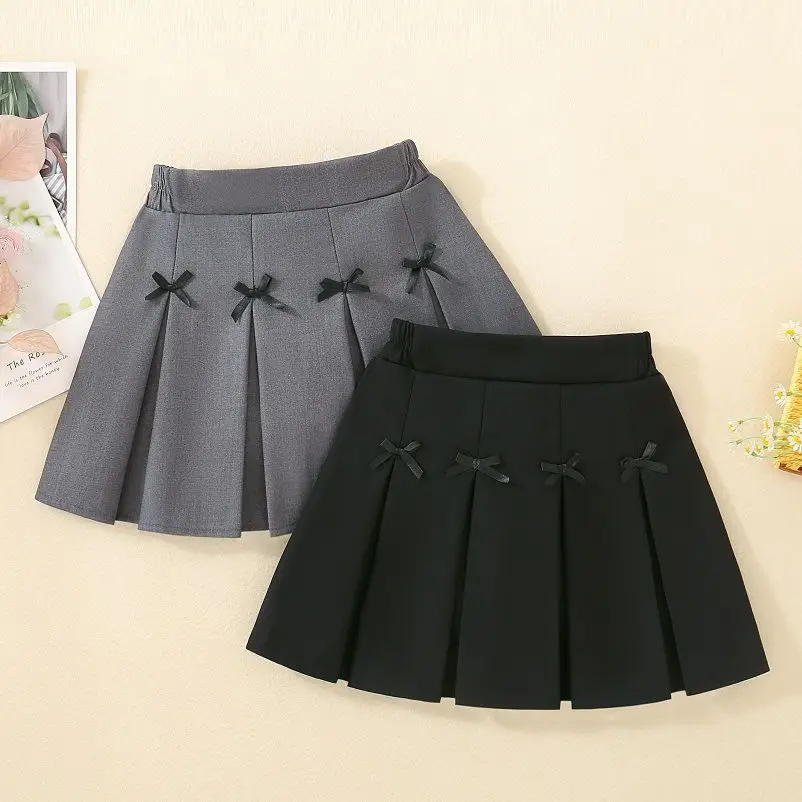 Fashion New School Preppy Bow Design Kids Uniform Skirt for Girls Collage Pleated Skirt Clothes Elegant Childen For Teenager