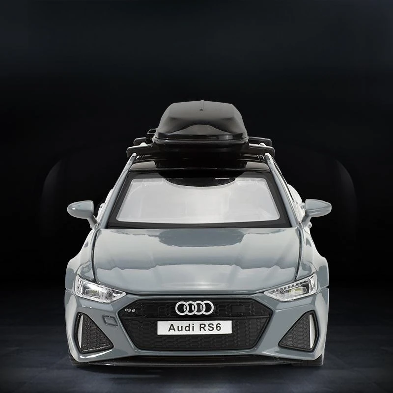 Modelo de coche de juguete en miniatura Audi RS6, juguete fundido a presión, puertas de luz y sonido que se pueden abrir, Colección educativa,