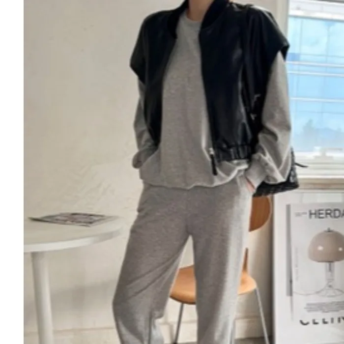 Chique vintage high-end redondo ne zíper couro do plutônio solto versátil colete svel ort jaet feminino faion outono inverno