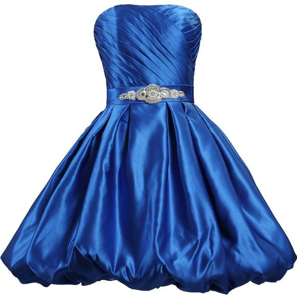 GUXQD Ngắn Homecoming Áo Satin Pleat Pha Lê Vũ Hội Đảng Tốt NGHIỆP Đồ Bầu Chính Thức Đầm Vestido De Fiesta