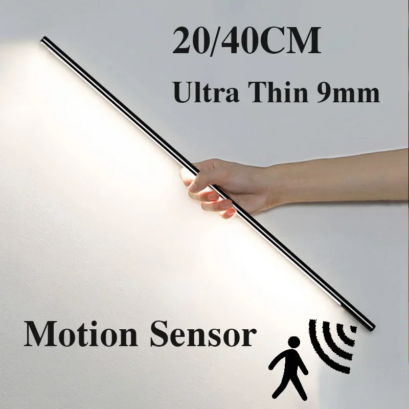 

Zoyaloo Led Night Light Utra Thin 20/40CM Under Cabinet Closet Kitchen Motion Sensor Lighting Magnetic Install Night Lamp