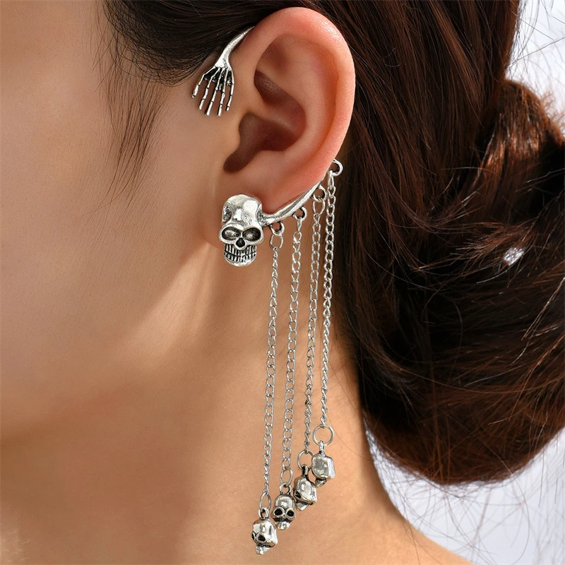 

Halloween Skull Pendant Ears Without Piercing Ear Cartilage Clips Dark Niche Sweet Cool Hottie Style