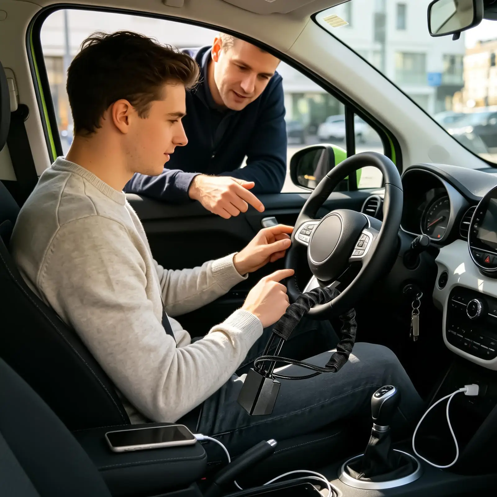 Car Steering Wheel Lock Universal Secure Anti-Theft Device With 2 Keys Car Theft Device For Vehicle Truck Van Golf Cart Trailer