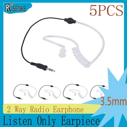 RISENKE-Listen Only Earpiece with 3.5mm Audio Jack, Surveillance Acoustic Tube Headset for Baofeng Motorola Speaker Mic, 5Pcs