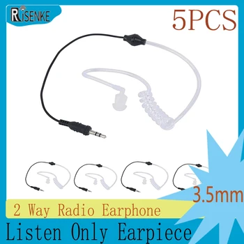 RISENKE-écouteur uniquement avec prise Audio 3.5mm, casque à Tube acoustique de Surveillance pour haut-parleur Baofeng Motorola, micro, 5 pièces