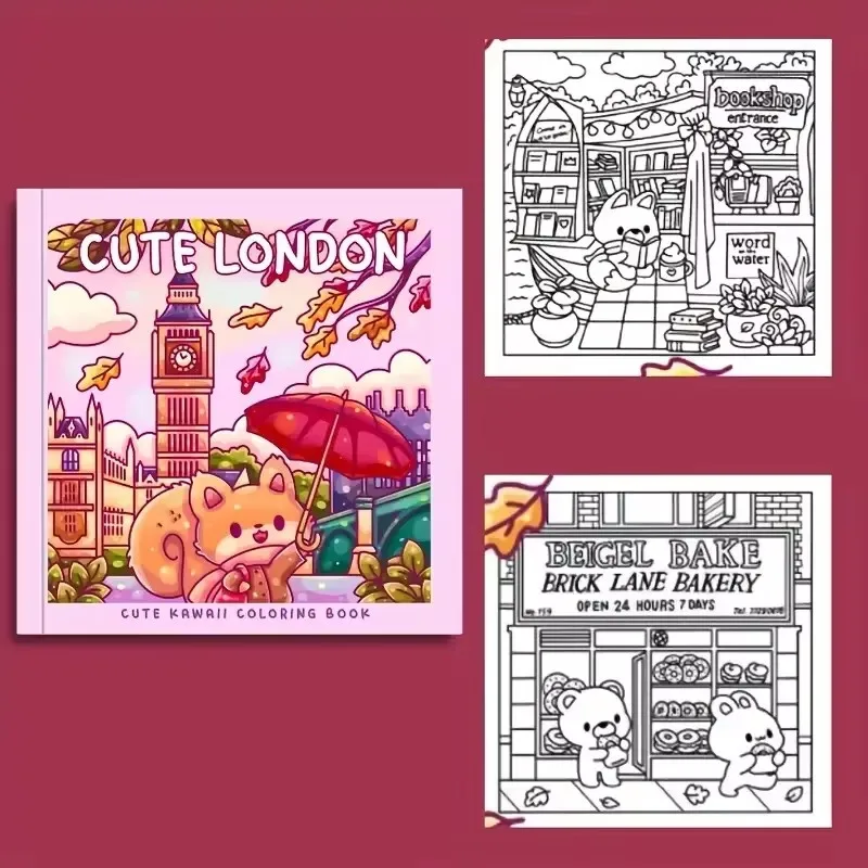 

Книжка-раскраска Kawaii Paris — Эйфелева башня и милые персонажи, художественная терапия, снятие стресса для детей и взрослых