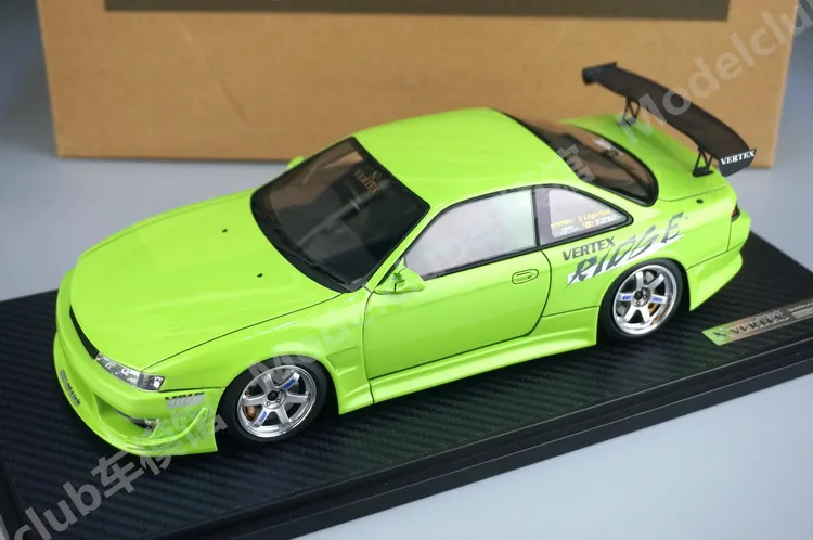 IG 1:18 Silvia S14 Vertex Green JDM Simulation Limited Edition Resin Metal Static Car Model Toy Gift