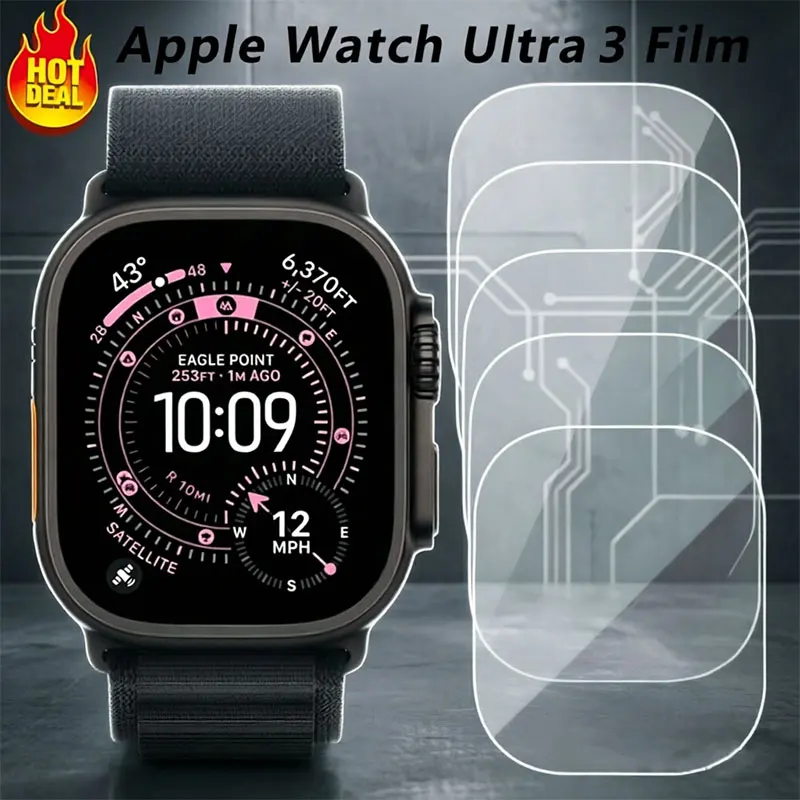 Anti-Scratch Protective Glass For Apple Watch Easy Install Screen Protector 3PCS Tempered Film iWatch Ultra 1 2 3 Accessories