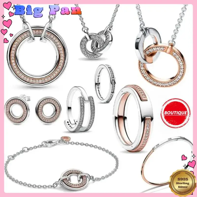 

2025 Hot Popular Signature Two Tone Logo Stud Earrings Chain Bracelet Interwoven Clasp Pendant Necklace Jewelry for Women