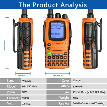 WouXun KG-UV9D Mate Vícepásmová vysílačka 10W Crossband Repeater AM FM 999CH 3200mAh Dvoupásmová VHF UHF Obousměrná radiostanice 10 nejlepší prodej wouxun kg - №1