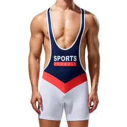 TAUWELL erkekler Bodysuit fanilalar spor yelek Leotard erkekler boksörler güreş atlet vücut geliştirme tulumlar