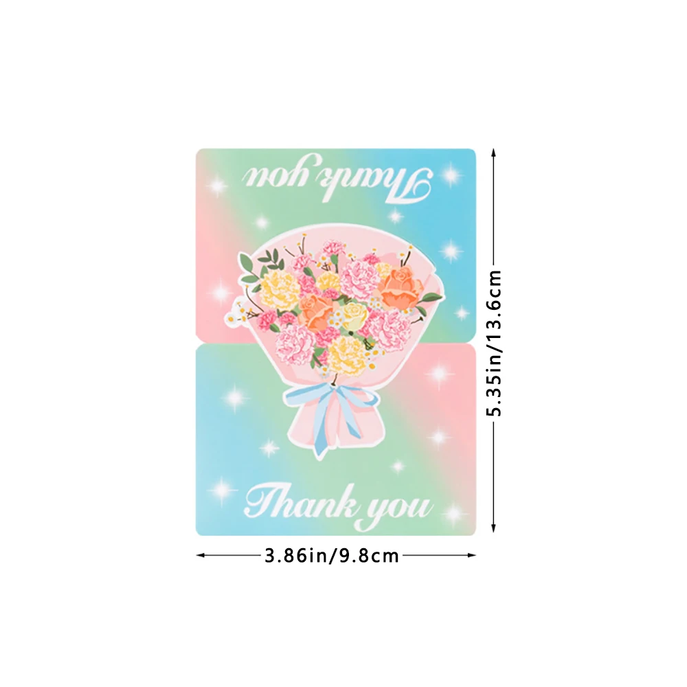 6 pcs 3D Flower Appreciation and Blessing Card English Appreciation Card Flower Shop Blessing Festival Card