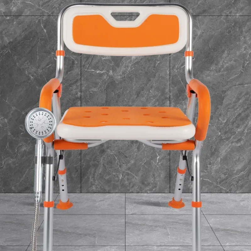 Aluminum Alloy Toilet Stool Elderly Pregnant Bathroom Chair 4 Gear Adjustment Bathing Chair Strong Load-bearing Shower Seat