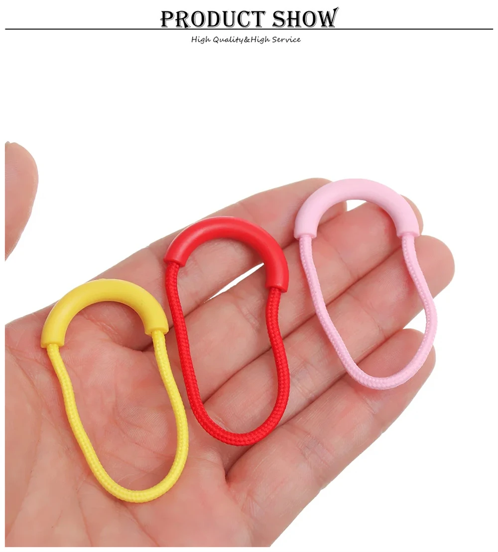 10 Stück/Packung PVC-Reißverschluss-Zugkordeln in verschiedenen Farben, Reißverschlusskopf-Zuggriffe, passend für Seilanhänger, Reißverschlusskordel für Kleidung, Taschen und Zubehör – Detail 5