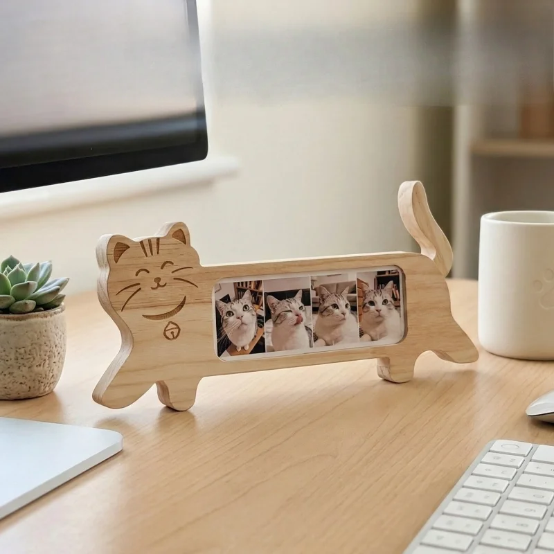 Fortune Cat Photo Frame Multi Grid Picture Holder Desktop Decoration Ornament Gift for Workstation Table  Box Frame Photo Frame