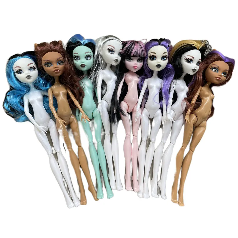 Monster High Doll Body Multi-Joints Movable Doll Body Heads Figures Brown White Green Pink Beige Purple Body Bald Doll Heads