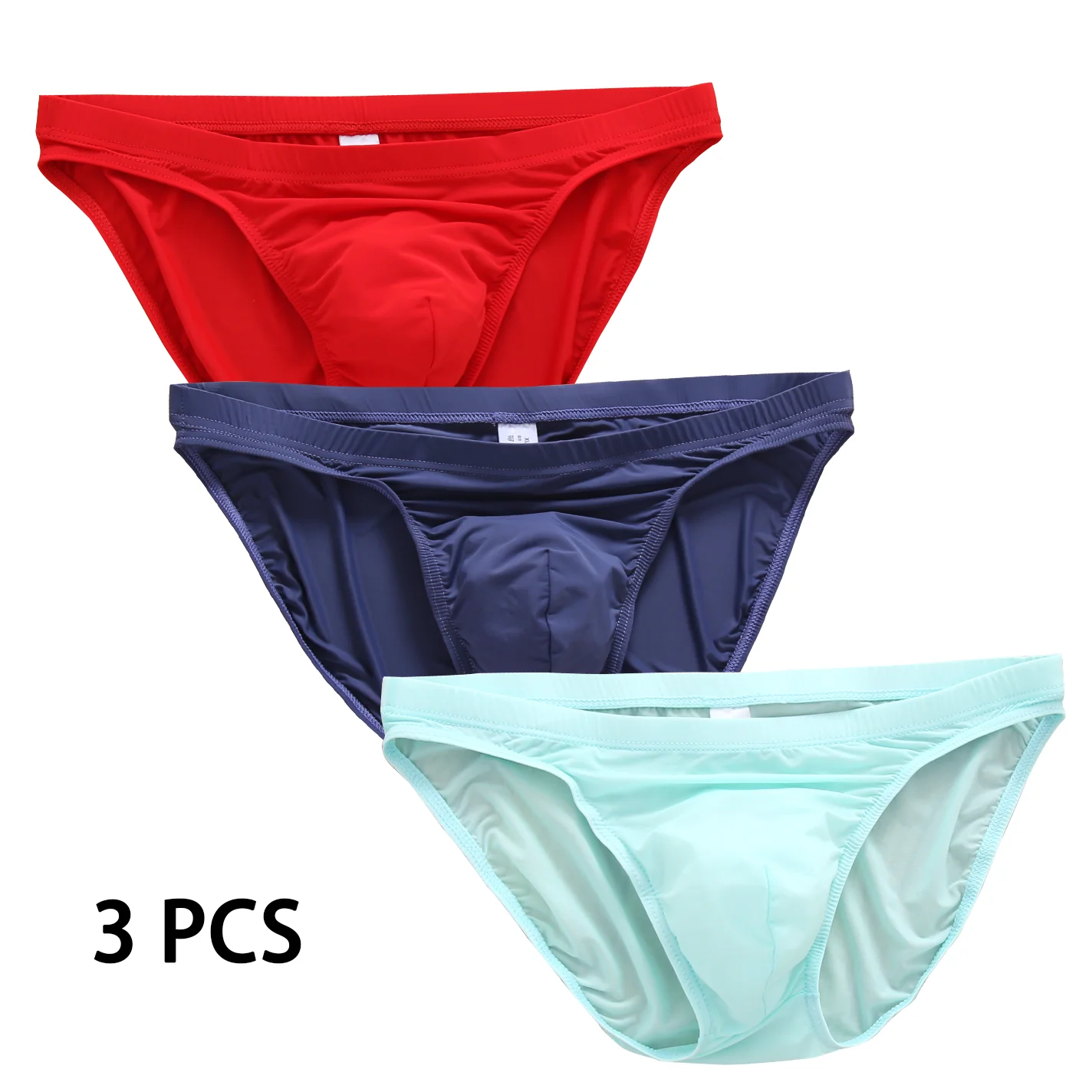 3 Pcs Mens Underwear Men\'s Quick Dry Performance Low Rise Briefs boys Super thin sexy translucent Ice silk summer breathable