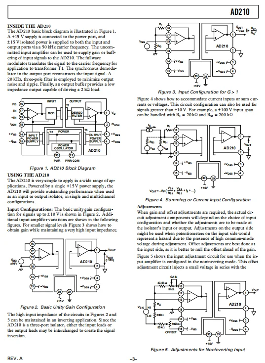 AD210AN Precision, Wide Bandwidth  3-Port Isolation Amplifier