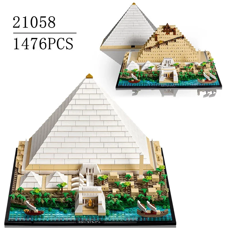 Compatibile 21058 La Grande Piramide di Giza Modello City Architecture Street View Building Blocks Set Regali di Natale e Compleanno