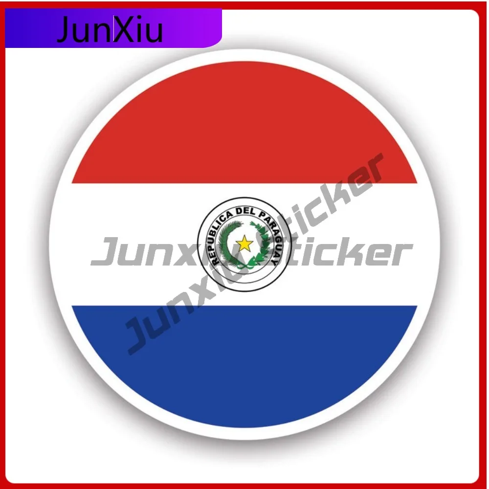 

Round Paraguayan New Guinean Flag Stickerwaterproof Cool Window Waterproof Vinyl Decal For Door Trim Creative Fun Protection