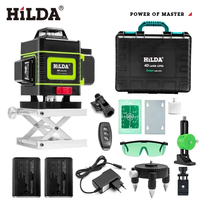 HILDA 4D 16 Line Green Laser Level Ultra Strong Beam 360° Self Leveling For Horizontal And Vertical Intersections