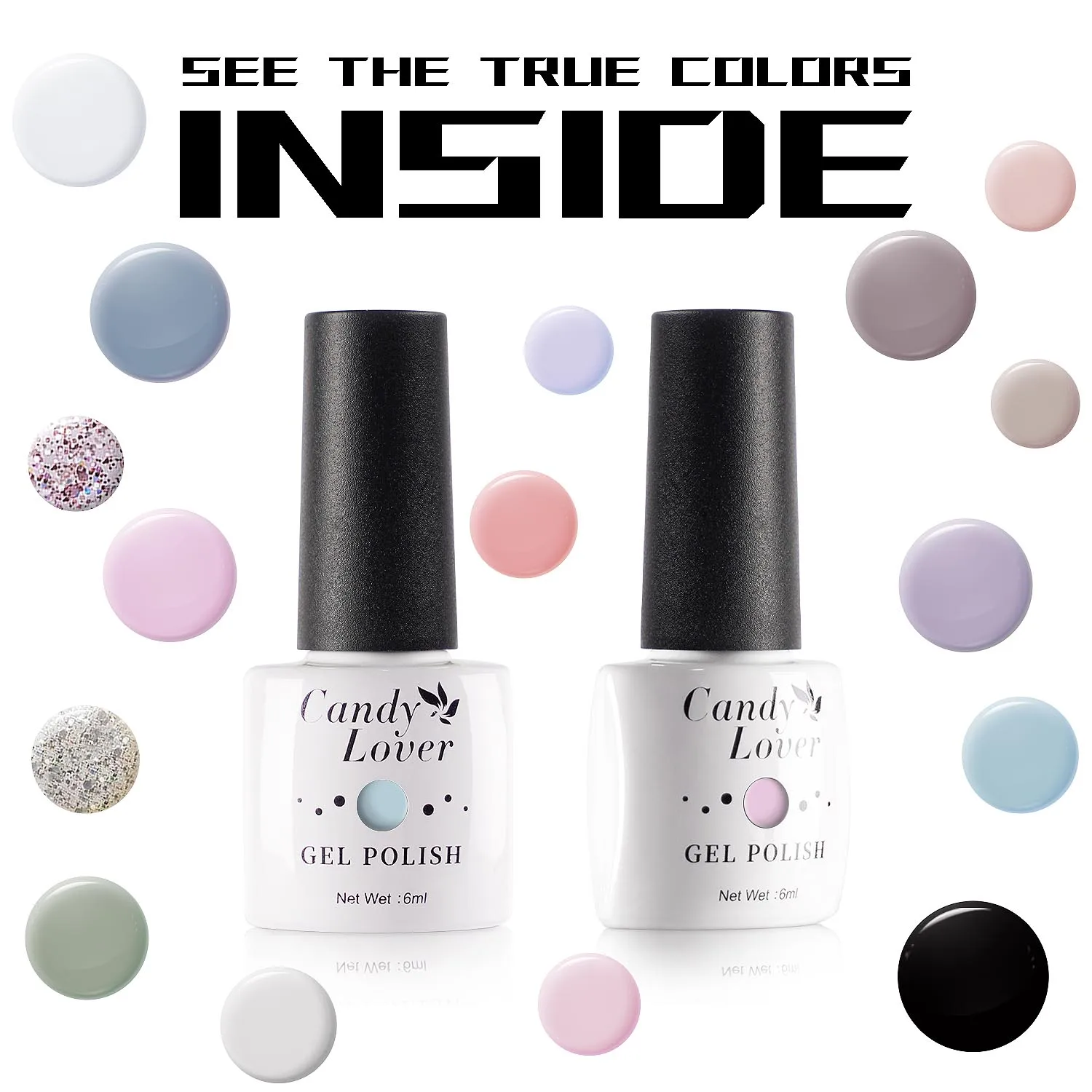 16 Colors 6ml Nail Gel Polish Kit with Matte Top Coat Base Coat Soak Off UV LED Manicure Art Salon Quality Gifts for Beginners