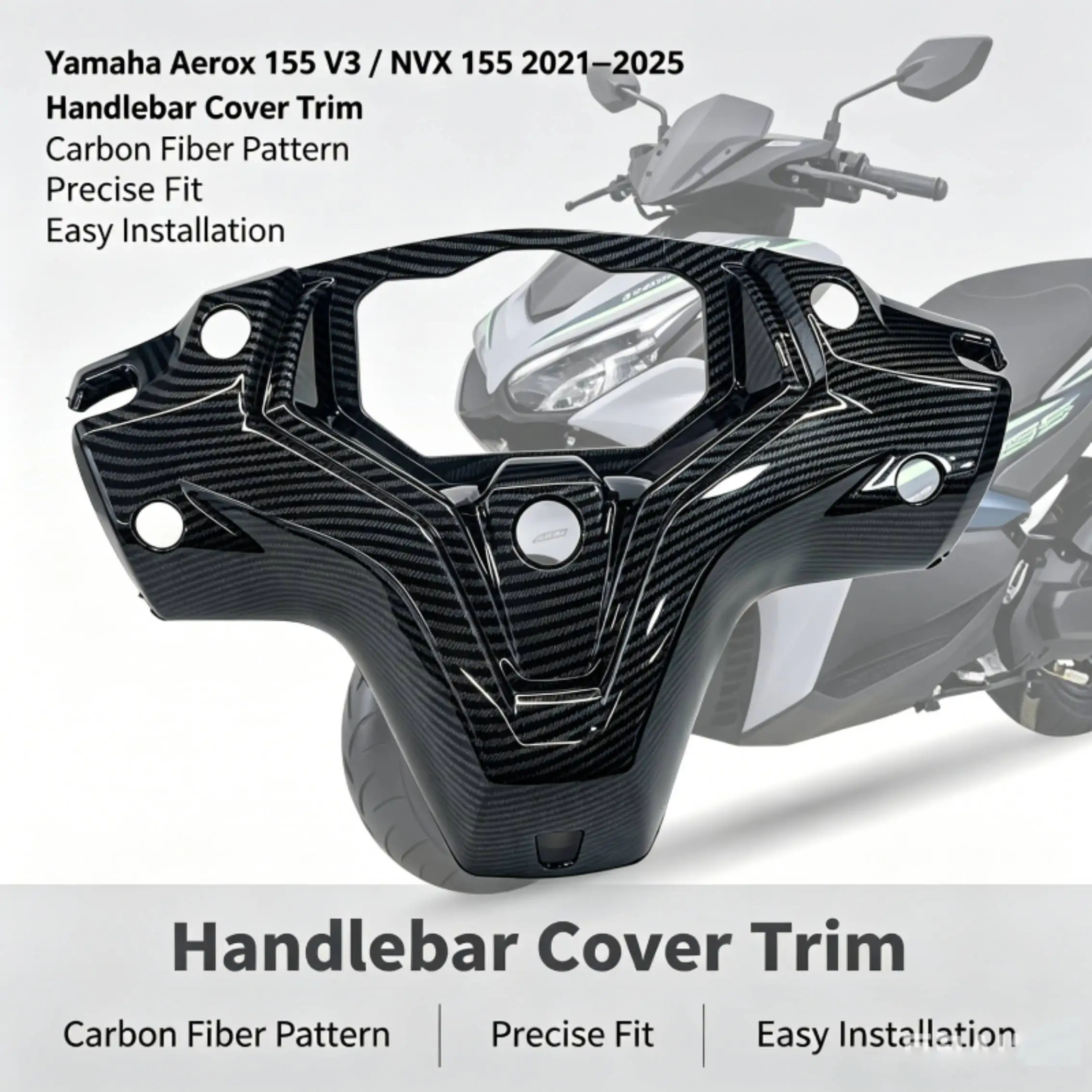 

For Yamaha NVX 155 V3 Aerox 155 V3 2021–2025 Motorcycle Carbon Fiber Pattern Handlebar Cover Trim faucet cover accessories