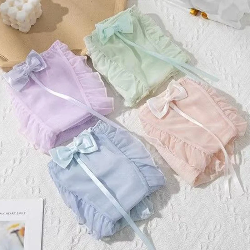 حجم كبير الملابس الداخلية لوليتا الدانتيل كشكش سراويل زوجين مثير متوسطة الخصر المثيرة الملابس الداخلية سيسي القوس شبكة تنفس شير ملخصات