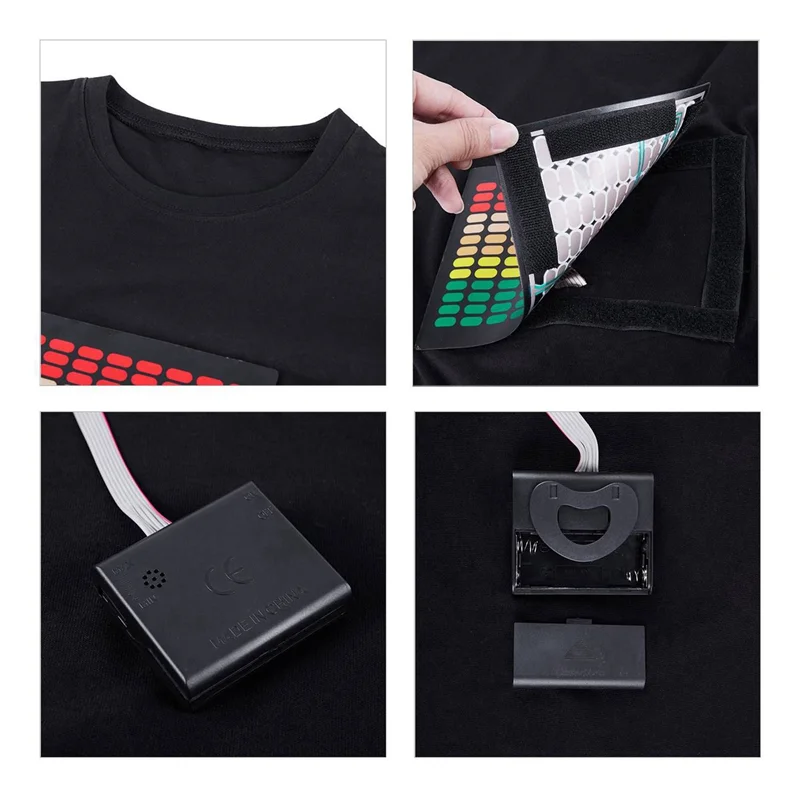 

A29Z-Men Sound Activated Led T-Shirt Light Up Flashing Rock Disco Equalizer Short Sleeve Led T Shirt