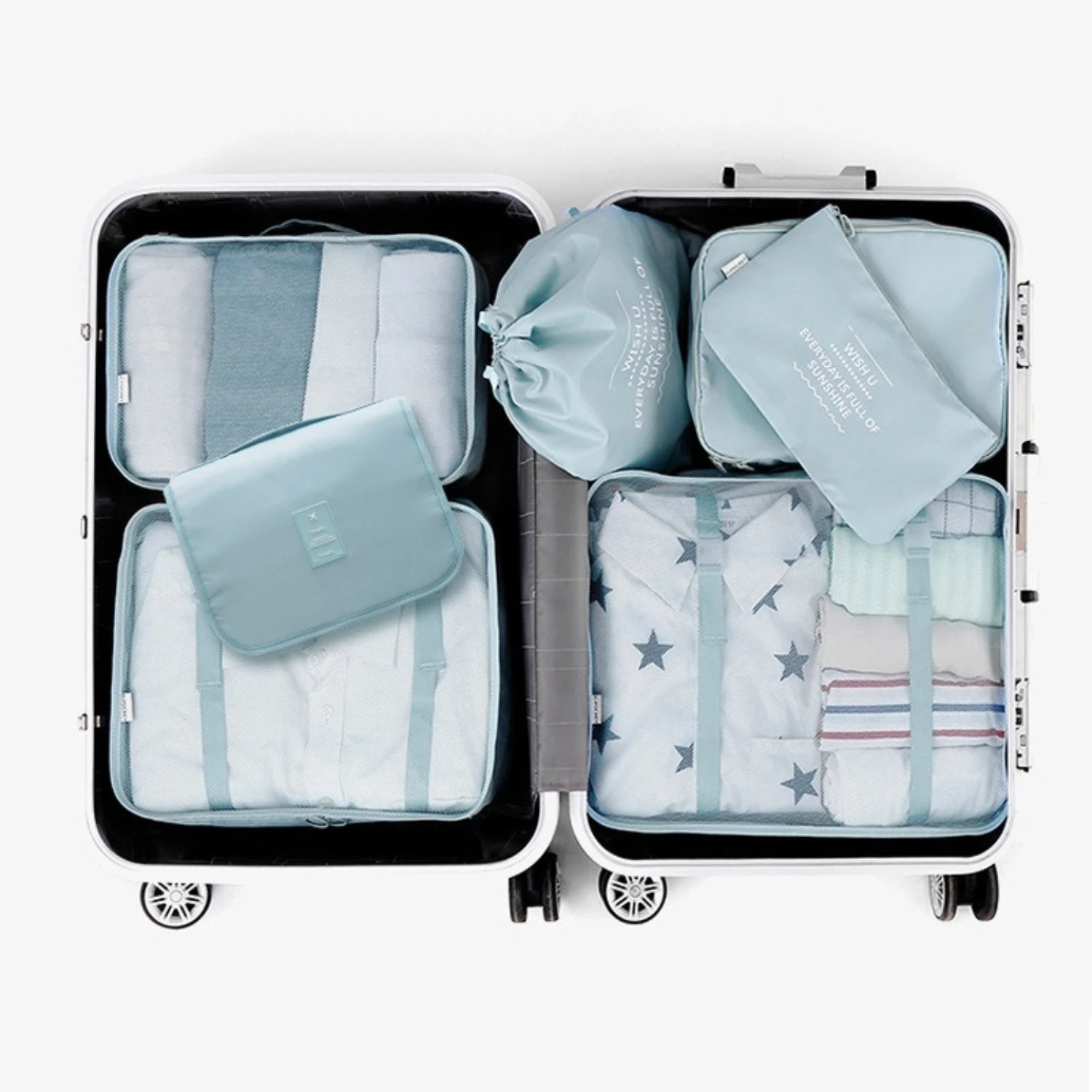 Versatile, Stylish and Convenient 7-Piece Suitcase Packing Cubes and Pouches - Keep Your Luggage Neat and Tidy Organizers for Cl