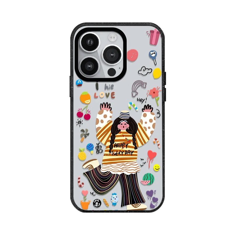 Acrylic Cute Fashion Girl Happy Hour Phone Case Cover With MagSafe For iPhone 16 12 13 14 15 11 Pro Max Plus Anti-drop Case