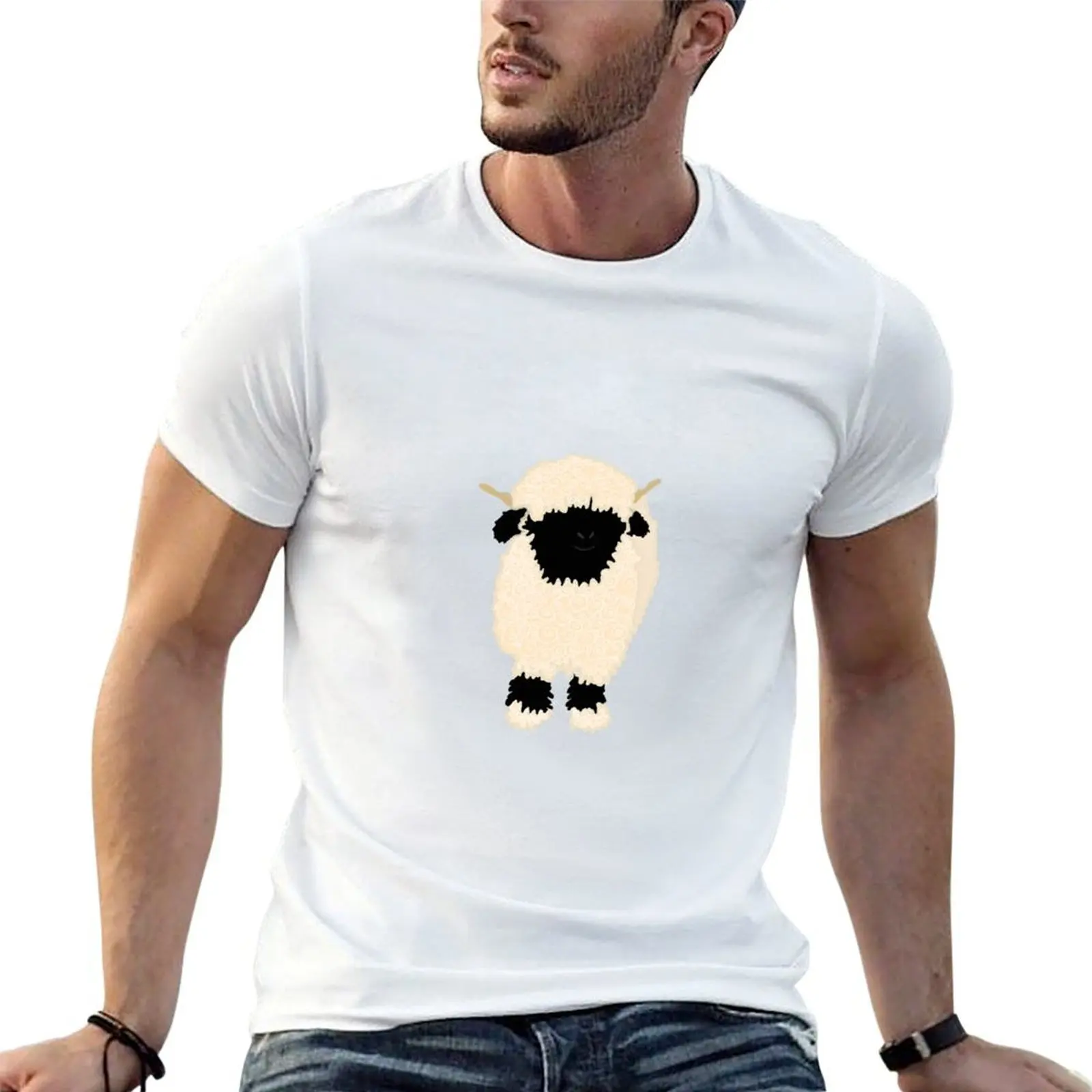Black nose valais sheep T-Shirt anime t shirts croswit shirt man Men's cotton t-shirt