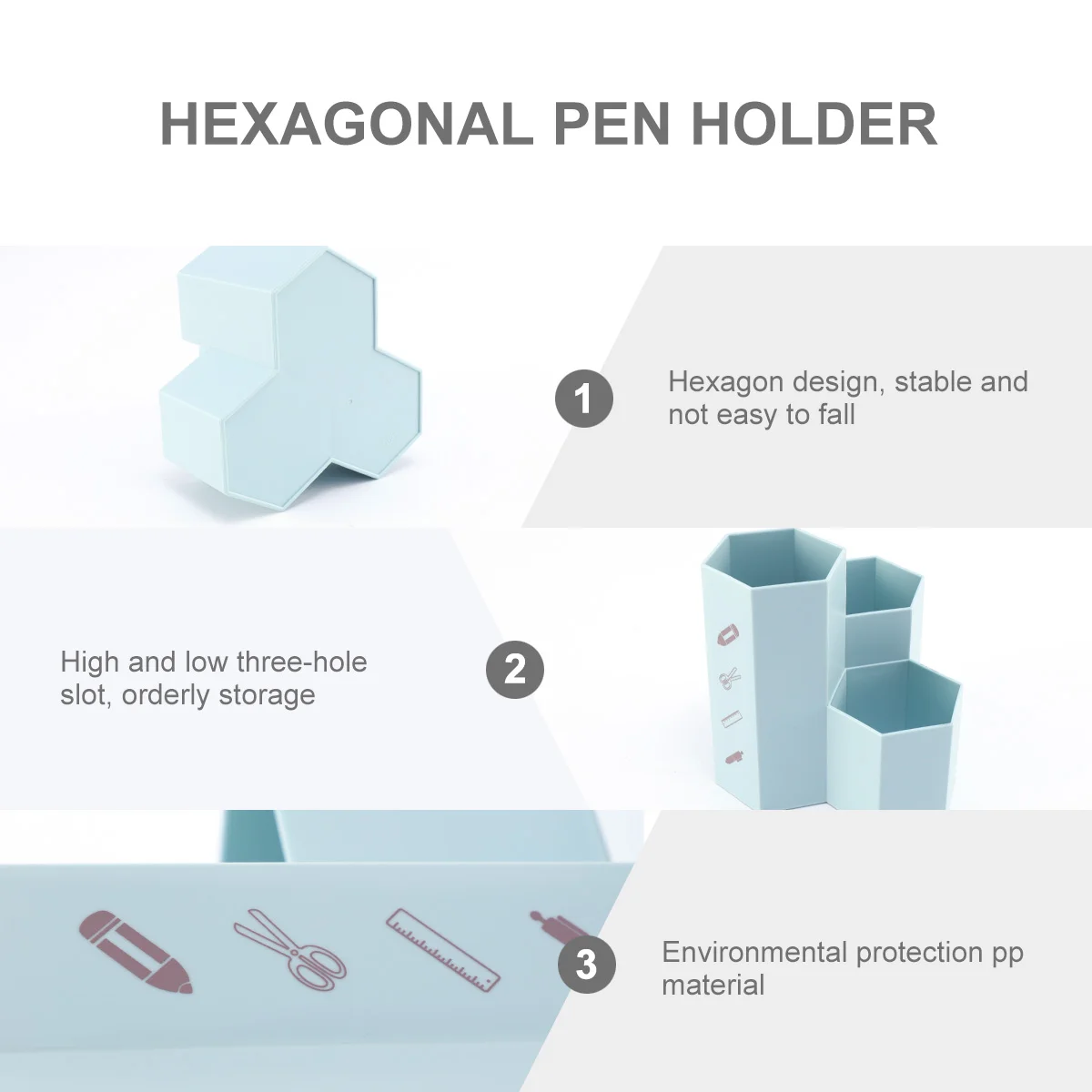 Hexagonal Pen Holder Stationery Organizer Cosmetics Case Desktop Hanging Locker