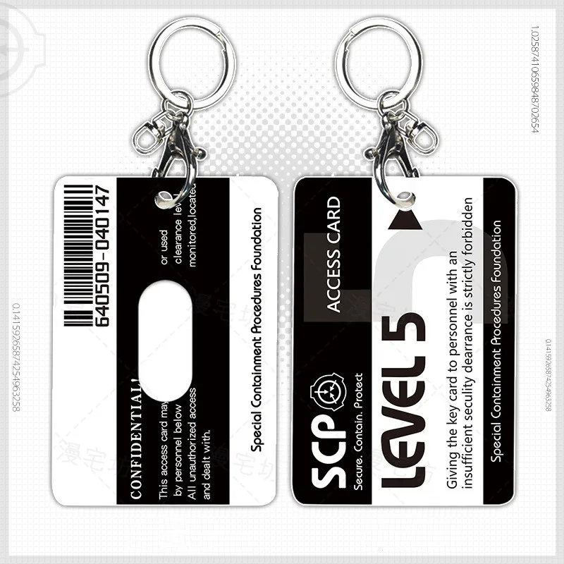 SCP Foundation Cosplay Game Card Set Access Control Key Chain Student Bus Meal Card Keyring Accessories Pendant