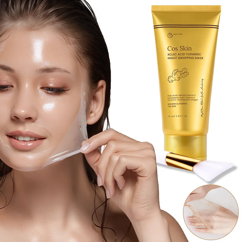 Kojic Acid Turmeric Overnight Wrapping Peel Off Mask Nourishes Hydrolyzed Collagen Glowing Skin Skin Firmnes Women Skincare 3