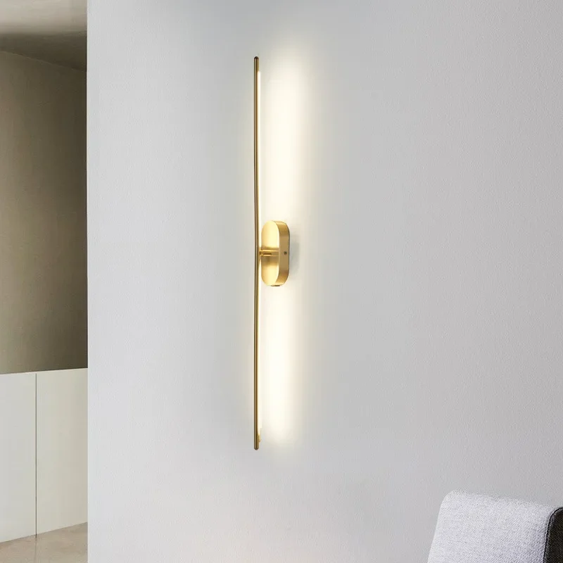 

Postmodern Nordic light luxury simple bedroom bedside all-copper wall lamp personalized creative home improvement atmospheric