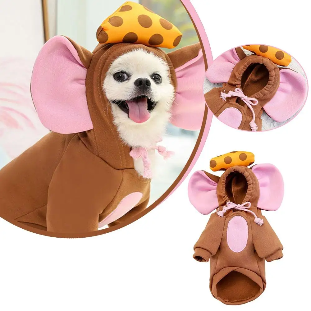 Winter Pet Thermal Clothing Funny Big Ear Mice Pet Coat Puppy Jacket Warm Chihuahua Adjustable Dog Sweater Costume Pug Z5Y4