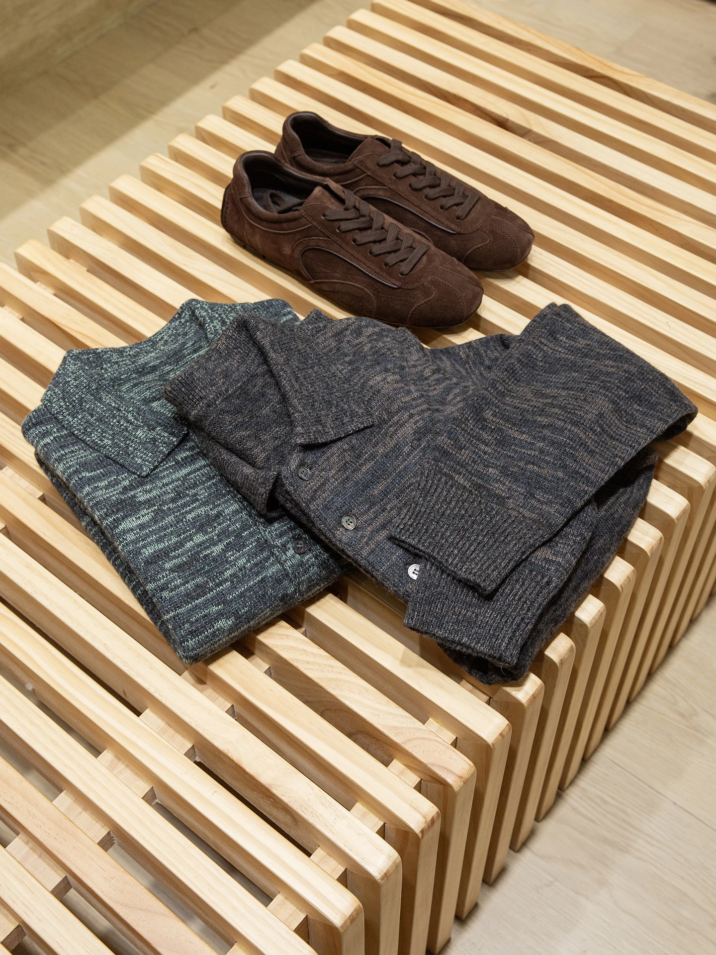 Mixed-color floral yarn wool-blend casual lapel knitted sweater