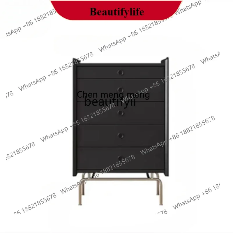 G153 Nordic Solid Wood Five Buckets Middle-Ancient Living Room Storage Japanese Drawer Sofa Side Cabinet Bedroom Storage Furnitu