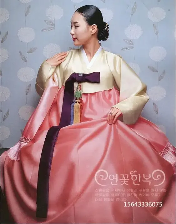 فستان كوري تقليدي الهانبوك توب وتنورة قديمة 6 طبقات فستان زفاف نسائي ربيعي عتيق #3