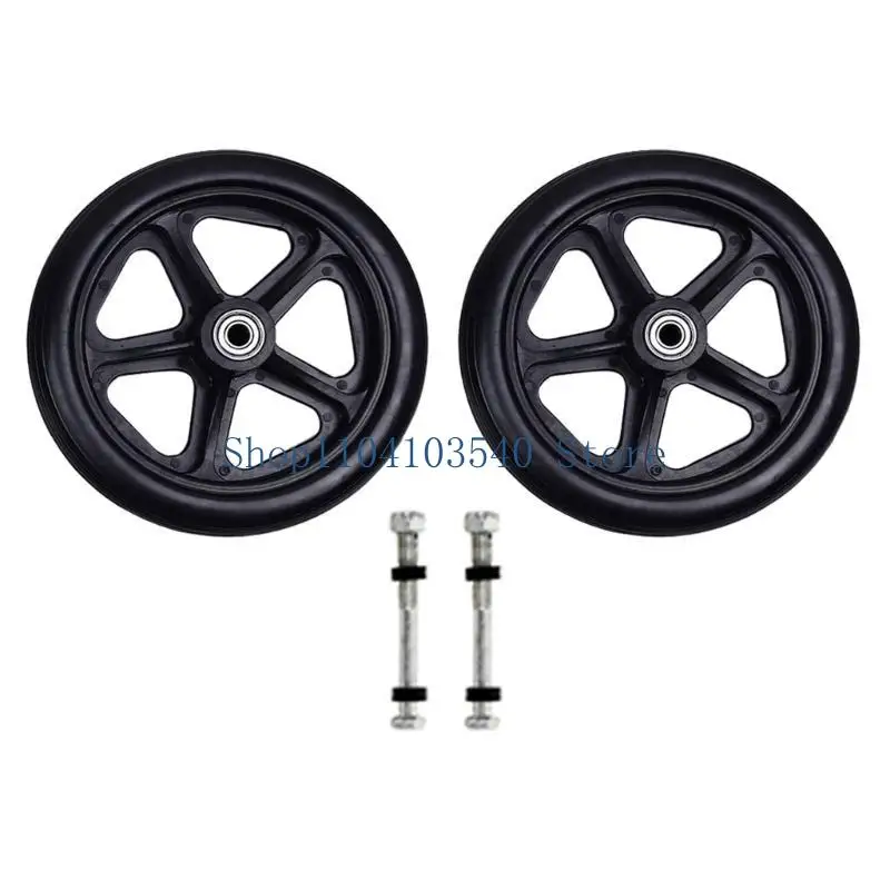 02DC 2Pcs 6/7/8inch Heavy Duty Wheelchair Front Caster Smooth Flexible Tire Wheel Wheelchair Replacement Part