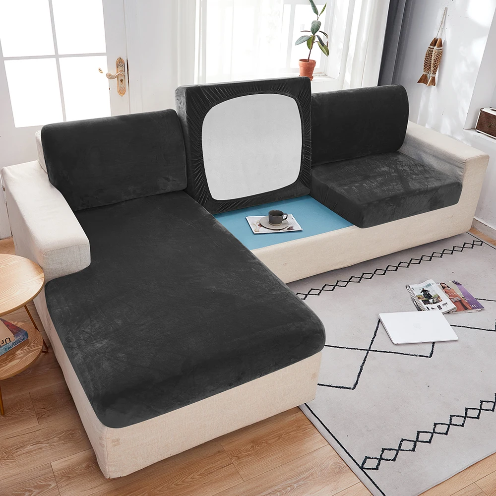 1pc Plush Sofa Slipcover Anti-slip Elastic Sofa Cover for Bedroom Office Living Room Home Decor Couch Cover Furniture Protector image 3
