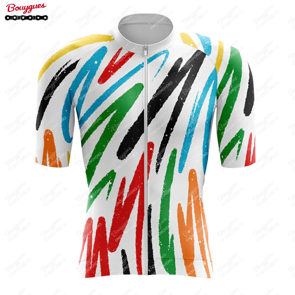 Liquid Marble Cycling Jersey for Men Short Sleeve Reflective MTB Maillot Downhill Pro Team Mountain Bicycle Clothing Summer New