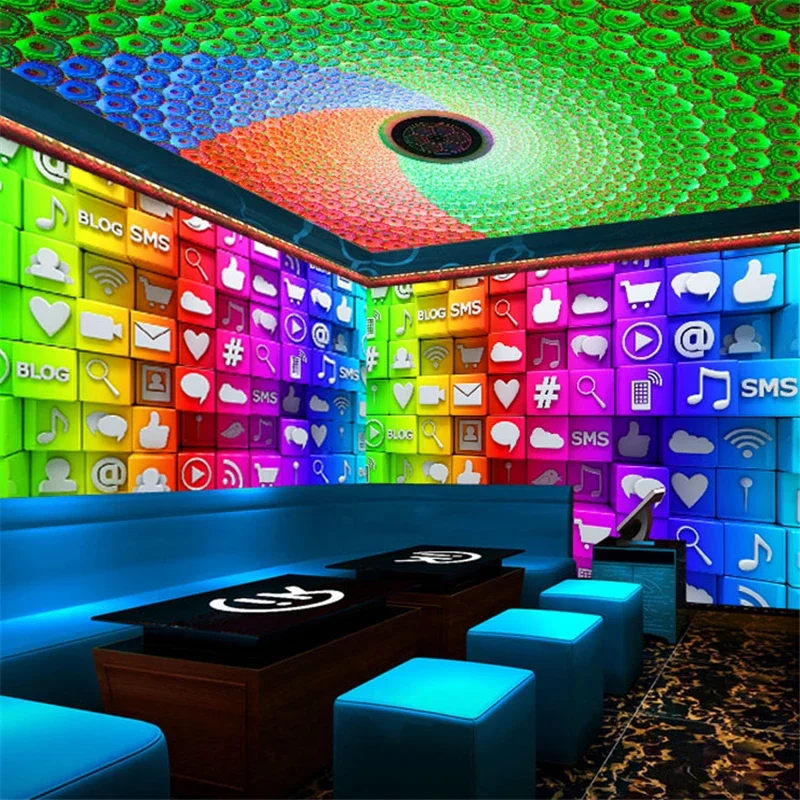 custom clothing store wallpaper Night Bar mosaic decoration ceiling fresco Wallpaper wall paper papel de parede home decoration
