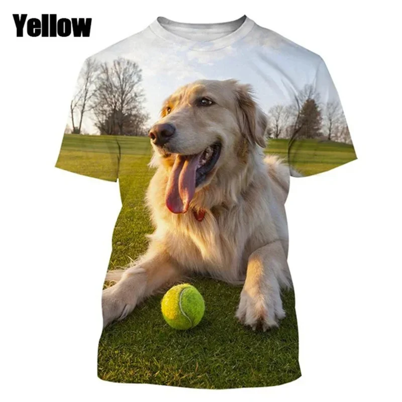 New Summer 3D Cute Animal Golden Retriever Printed T Shirt Children Fashion Harajuku Short Sleeves Funny Tee Shirts Tees Clothes