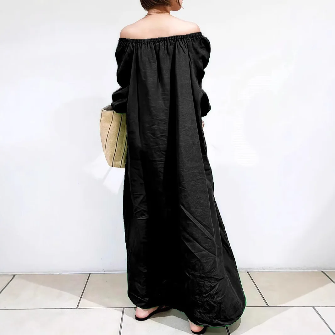 Sukienka maxi na lato 2025, nowa moda, odkryte ramiona, długa sukienka, falbany, styl boho, damska, seksowna, codzienna, elegancka, bez ramiączek, vestidos